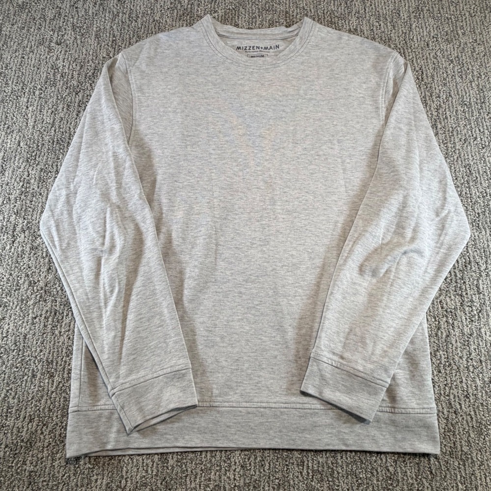Mizzen+Main Pullover Men Medium Gray Performance Cotton Modal Crew Sweatshirt